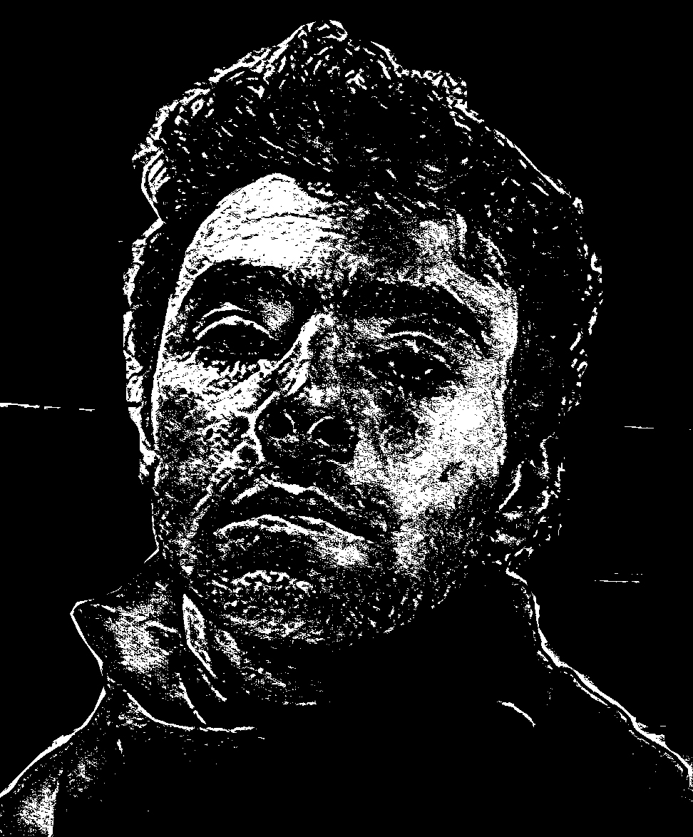 Luigi Mangione portrait, black and white